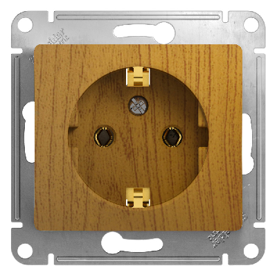 GLOSSA Розетка с заземлением в рамку дуб