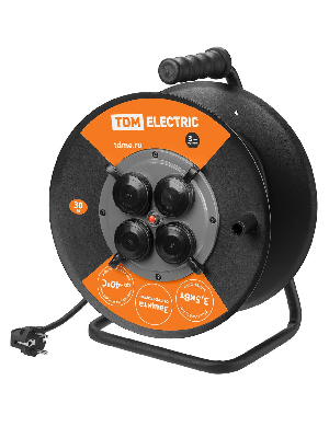 Удлинитель силовой УХз16-004 TDM (метал. катушка А3 4 места IP44/30м КГ 3х25)