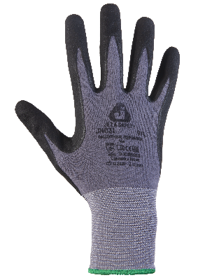 Защитные перчатки, полиэфир, микронитрил. покр., серый/черный, размер L