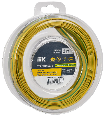 Трубка термоусадочная ТТУ нг-LS 12/6 желто-зеленая (2м/упак) IEK