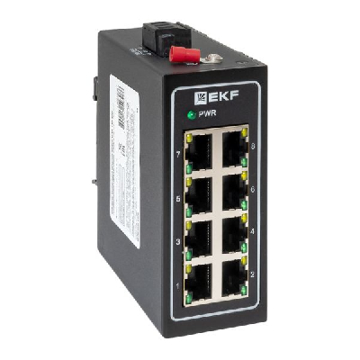Коммутатор промышленный неуправляемый U-8T, 8 портов 10/100Base-T(X) RJ45, монтаж на динрейку TSX EKF