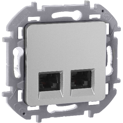 Розетка компьютерная двойная RJ45 категория 6 UTP алюминий INSPIRIA