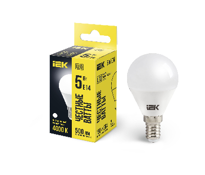Лампа светодиодная LED 5вт E14 белый матовый шар ECO