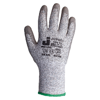 Защитные перчатки от порезов (5 класс), полиэтилен, полиурет. покр., серые, размер L
