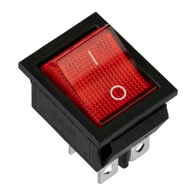 Выключатель клавишный 250V 16А (4с) ON-OFF красный с подсветкой (RWB-502, SC-767, IRS-201-1)