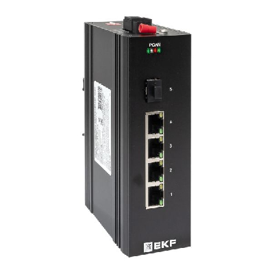 Коммутатор промышленный неуправляемый U-1GX/SFP-4GTP, 1 порт 1000Base-X SFP, 4 порта 10/100/1000Base-T(X) RJ45 c PoE, монтаж на динрейку TSX EKF