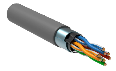 Витая пара F/UTP кат 5E 4х2х24AWG solid LSZH нг(А)-HF серый 305м