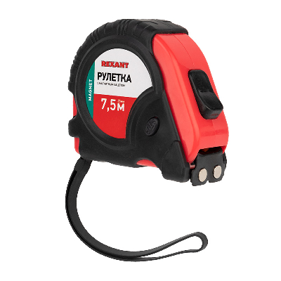 Рулетка измерительная прорезиненный корпус, магнитная , 7.5 м х 25 мм
