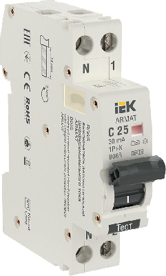 ARMAT Автоматический выключатель дифференциального тока B06S 1P+NP C25 30мА тип A (18мм) IEK