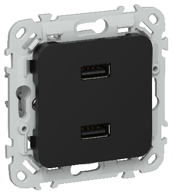 FLITE Розетка USB A+A 3,1А РЮ-2-ФлЧ черный IEK