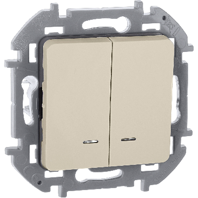 Выключатель двухклавишный с подсветкой/индикацией INSPIRIA 10 AX 250 В~ слоновая кость