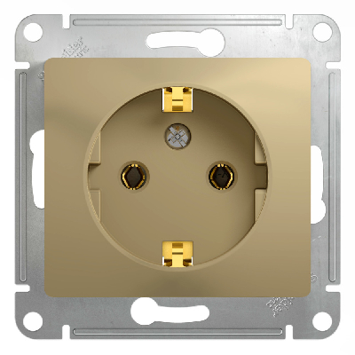 GLOSSA Розетка с заземлением в рамку титан