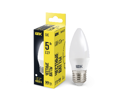 Лампа светодиодная LED 5вт E27 белый матовая свеча ECO