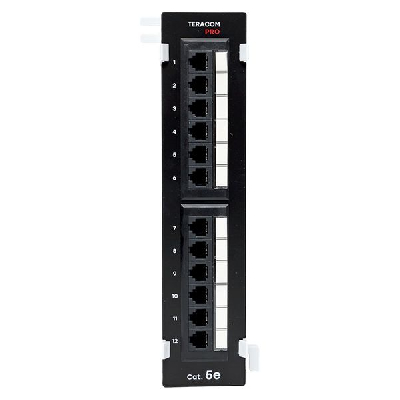 Патч-панель настенная TERACOM PRO Cat.5E неэкранированная UTP 12 портов RJ-45 Dual IDC