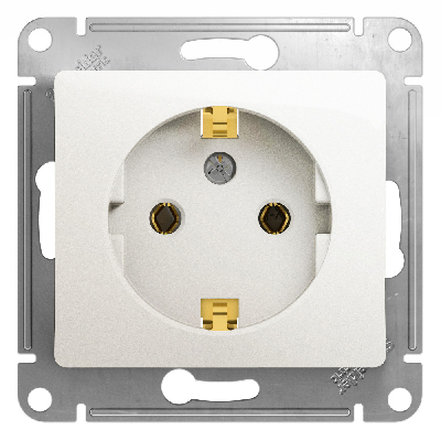 GLOSSA Розетка с заземлением перламутр в рамку