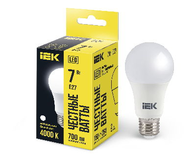 Лампа светодиодная LED 7вт E27 белый ECO