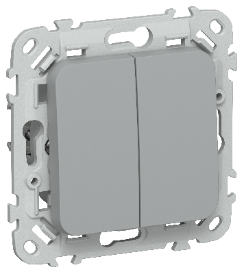FLITE Выключатель 2-клавишный проходной 10А ВС62-1-0-ФлС серый IEK