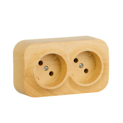 Quteo розетка двойная без заземления без шторок   -16 A-250 В IP 20 - Дерево