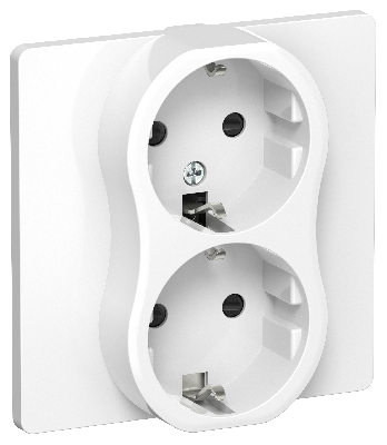 FLITE Розетка 2-местная с заземлением с защитными шторками 16А в сборе РСш12-0-К-ФлБ белый IEK