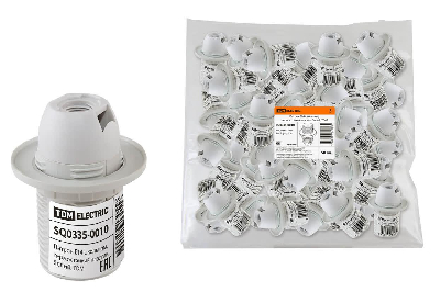 Патрон E14 с кольцом, термостойкий пластик, белый