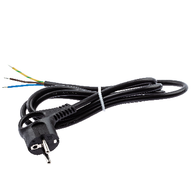 Шнур сетевой с вилкой U-3x1,5-1,5m-B с заземлением 1,5м ПВС 3x1,5мм2 черный