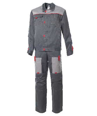 Костюм мужской ФАВОРИТ-2 куртка, полукомбинезон, цвет тёмно-серый с серым и красным, р-р 52-54 104-108/182-188