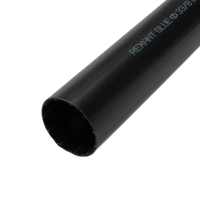 Термоусаживаемая трубка клеевая 33,0 8,0 мм, (3-4-1), черная, REXANT