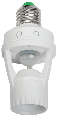 Датчик движения ИК в патрон Е27 60w 360 гр. 6м IP20 белый