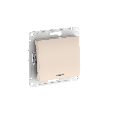 GLOSSA 1-клавишный ВЫКЛЮЧАТЕЛЬ с подсветкой, сх.1а, 10АХ, быстрозажимные клеммы, БЕЖЕВЫЙ