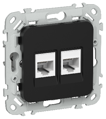 FLITE Розетка 2-местная компьютерная RJ45 категория 5Е UTP РК5е-2-0-ФлЧ черный IEK