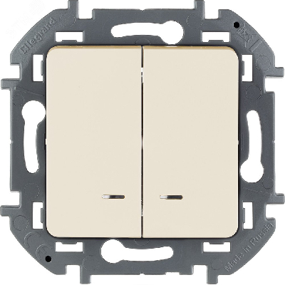 Выключатель двухклавишный с подсветкой/индикацией INSPIRIA 10 AX 250 В~ слоновая кость