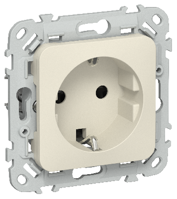 FLITE Розетка с заземлением с защитными шторками безвинтовое крепление 16А РСш11-1-ФлСл сливочный IEK