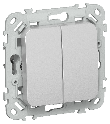 FLITE Выключатель 2-клавишный 10А ВС12-1-0-ФлА алюминий IEK