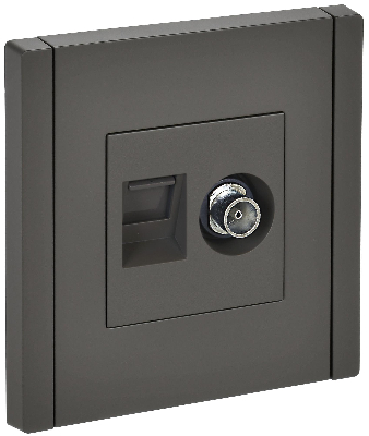 FORTE&PIANO Розетка двойная TV+RJ45 кат.5E FP336 серый IEK