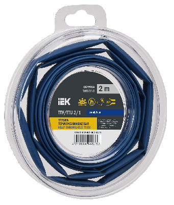 Трубка термоусадочная ТТУ нг-LS 2/1 синяя (2м/упак) IEK