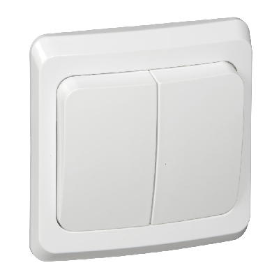 ЭТЮД Выключатель двухклавишный скрытый с подсветкой белый сх.5