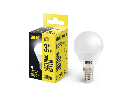 Лампа светодиодная LED 3вт E14 белый матовый шар ECO