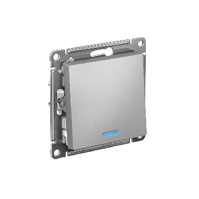 Переключатель одноклавишный ATLASDESIGN с подсветкой схема 6а 10АХ механизам алюминий