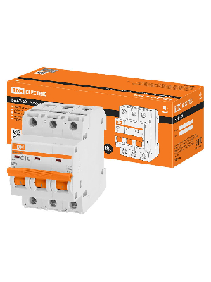 Выключатель автоматический ВА47-29 трехполюсной 10А 4,5кА характеристика С