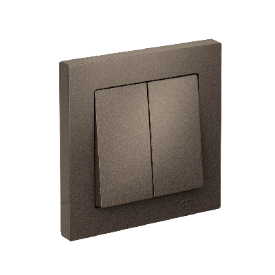 Выключатель двухклавишный ATLASDESIGN схема 5 10АХ в сборе мокко