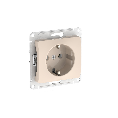 GLOSSA РОЗЕТКА с заземлением, 16А, быстрозажимные клеммы, БЕЖЕВЫЙ