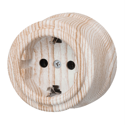 Розетка с заземляющим контактом, пластик, Карельская Сосна