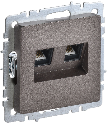 BRITE Розетка двойная RJ11+RJ45 кат.5E РК/Т12-БрТБ темная бронза