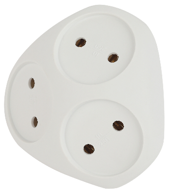 Разветвитель электрический SPx-3-W на 3 розетки без заземления 10А белый