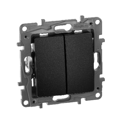 ETIKA Выключатель двухклавишный автоматические клеммы 10 AX 250 В антрацит