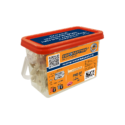 Дюбель распорный PND-6F 6х40 с широким фланцем нейлоновый с шурупом 4х40 (40 шт.)