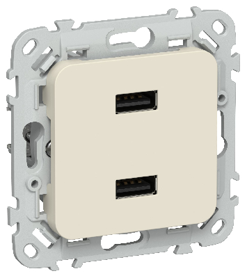 FLITE Розетка USB A+A 3,1А РЮ-2-ФлСл сливочный IEK
