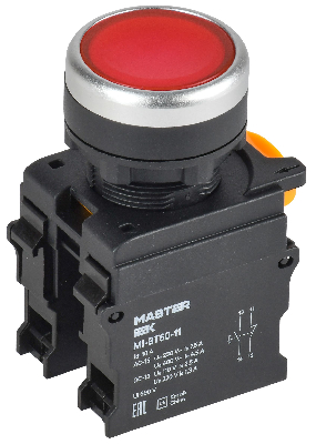 Кнопка d=22мм 1NO+1NC красная MASTER IEK