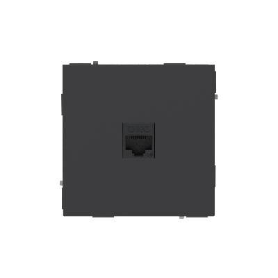 Компьютерная розетка RJ-45 без шторки, кат.5е одинарная, KANT, черный уголь