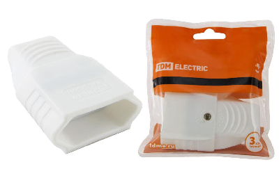 Кабельная розетка 2П 10А 250B (под евровилку CEE 7/16) с з/ш прямой вывод кабеля белая TDM